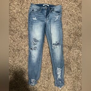 Distressed Blue Jeans
